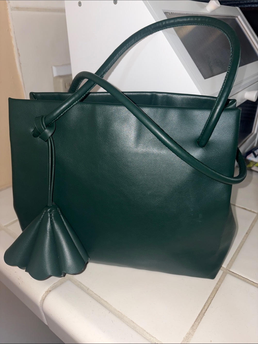 Zara dark green hand bag